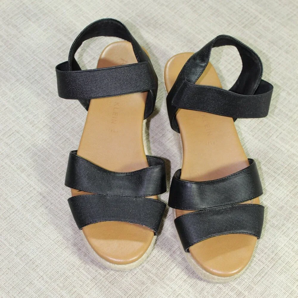 Anne Klein Charlie Black Espadrille Platform Sandals